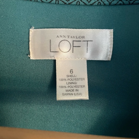 Ann Taylor Loft Turquoise patterned wrap dress, size 6. - Picture 2 of 4